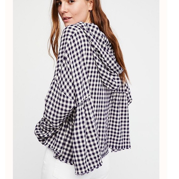 Free People Tops - FREE PEOPLE Let It All Go Gingham Hoodie Small top